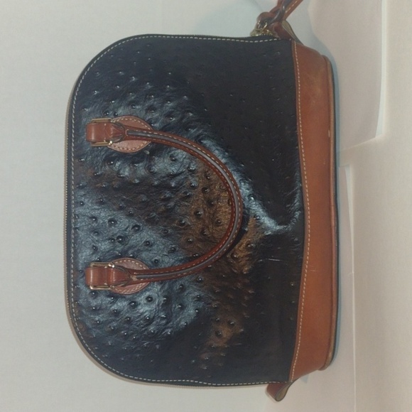 Dooney & Bourke Black Ostrich Zip Zip Satchel - Picture 1 of 16